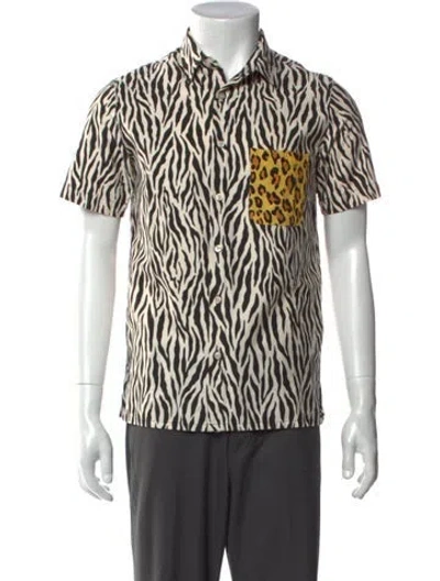 Pre-owned R13 Animal Print Short Sleeve Shirt In White