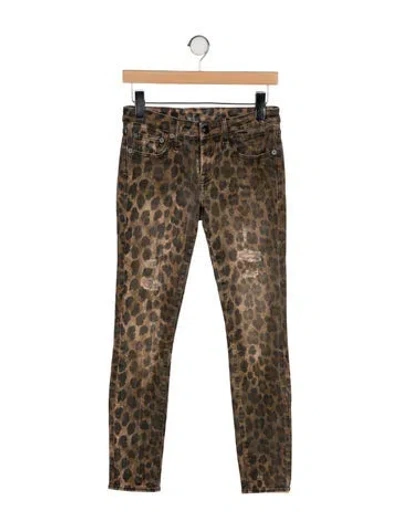 Pre-owned R13 Animal Print Skinny Leg Pants In Brown