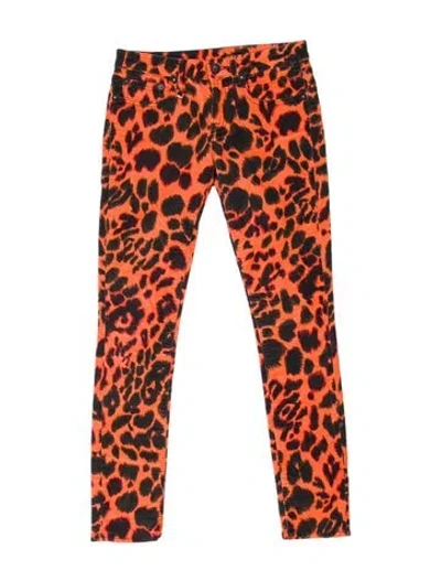Pre-owned R13 Animal Print Skinny Leg Pants In Orange