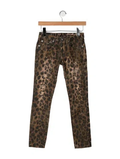 Pre-owned R13 Animal Print Straight Leg Pants In Brown
