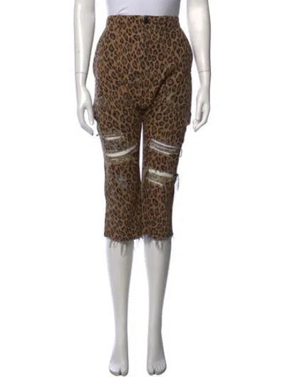 Pre-owned R13 Animal Print Straight Leg Pants In Neutrals