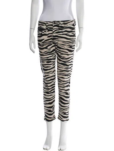 Pre-owned R13 Animal Print Straight Leg Pants In White