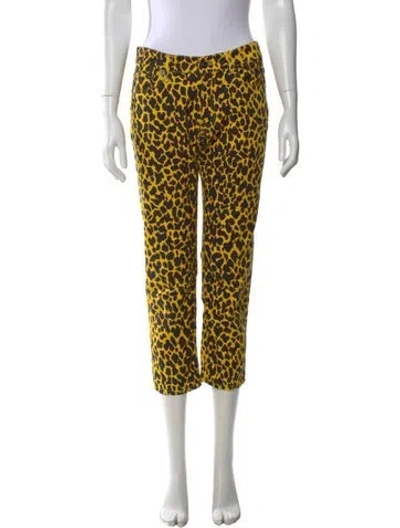 Pre-owned R13 Animal Print Straight Leg Pants In Yellow