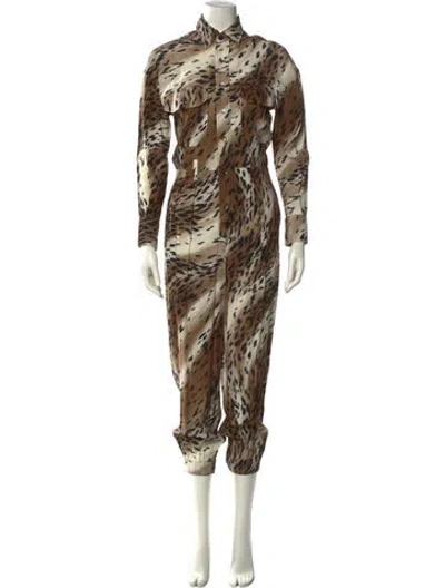 Pre-owned R13 Animal Print Turtleneck Jumpsuit In Neutral