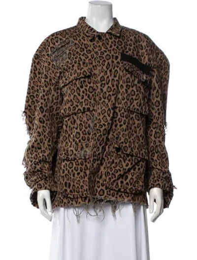 Pre-owned R13 Animal Print Utility Jacket In Brown