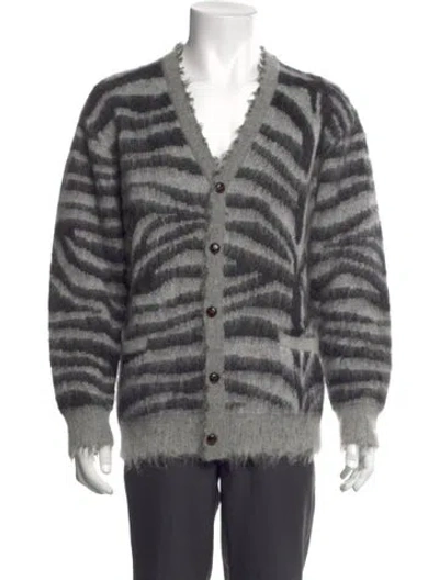 Pre-owned R13 Animal Print V-neck Cardigan In Gray