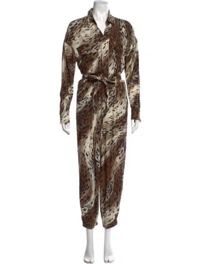 Pre-owned R13 Animal Print V-neck Jumpsuit In Neutral
