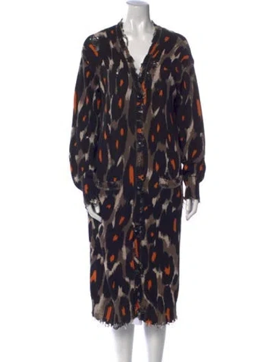 Pre-owned R13 Animal Print V-neck Sweater In Black