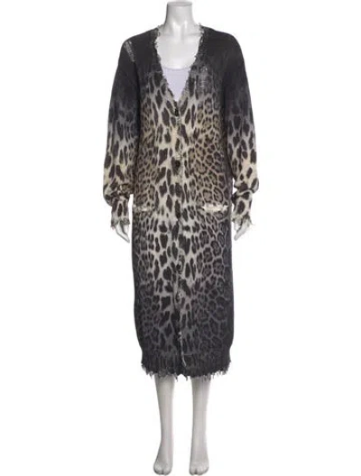 Pre-owned R13 Animal Print V-neck Sweater In Black