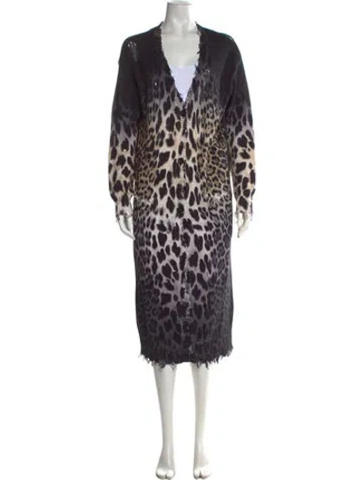 Pre-owned R13 Animal Print V-neck Sweater In Black