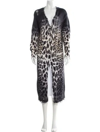 Pre-owned R13 Animal Print V-neck Sweater In Black