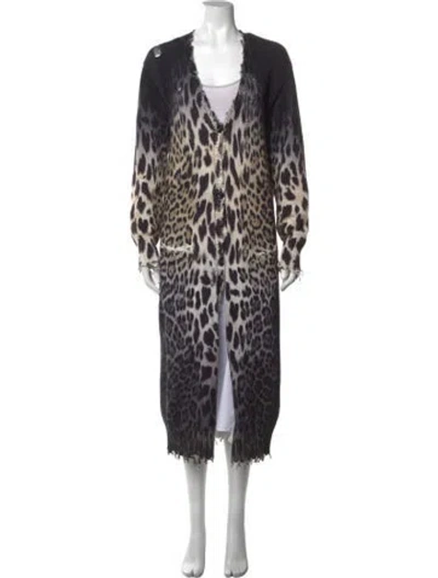 Pre-owned R13 Animal Print V-neck Sweater In Black