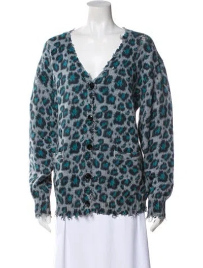 Pre-owned R13 Animal Print V-neck Sweater In Blue