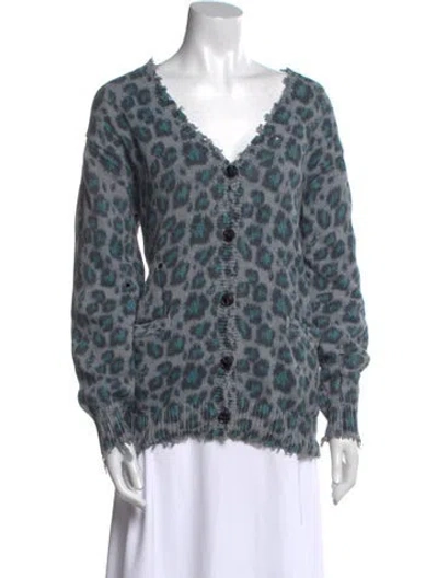 Pre-owned R13 Animal Print V-neck Sweater In Blue