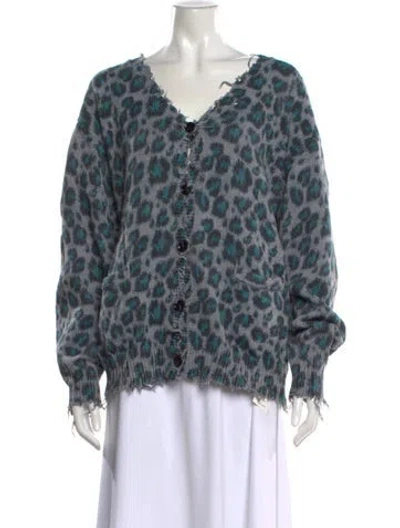 Pre-owned R13 Animal Print V-neck Sweater In Blue