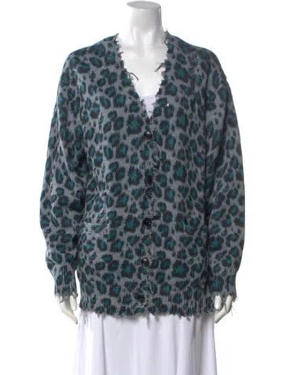 Pre-owned R13 Animal Print V-neck Sweater In Blue