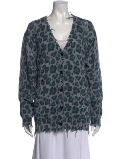 Pre-owned R13 Animal Print V-neck Sweater In Blue