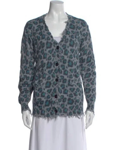 Pre-owned R13 Animal Print V-neck Sweater In Gray