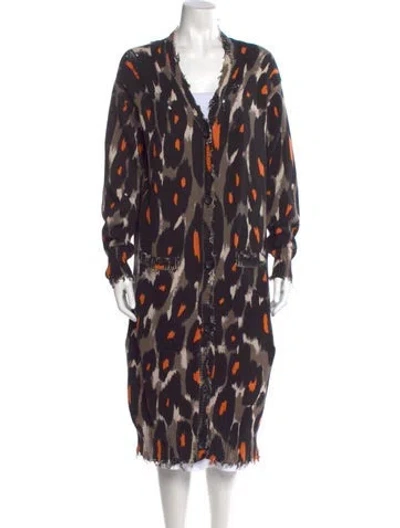 Pre-owned R13 Animal Print V-neck Sweater In Multi