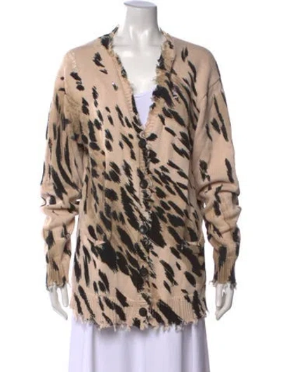Pre-owned R13 Animal Print V-neck Sweater In Neutral