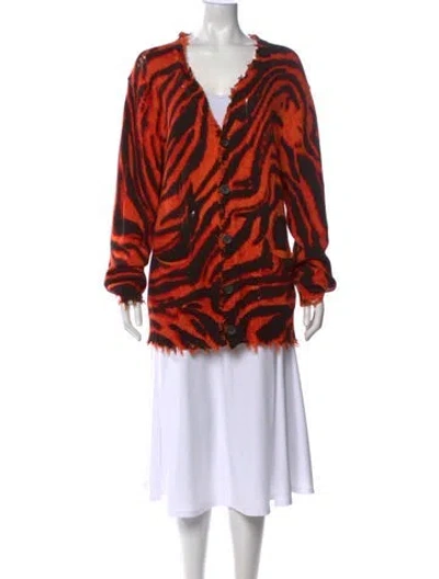 Pre-owned R13 Animal Print V-neck Sweater In Orange
