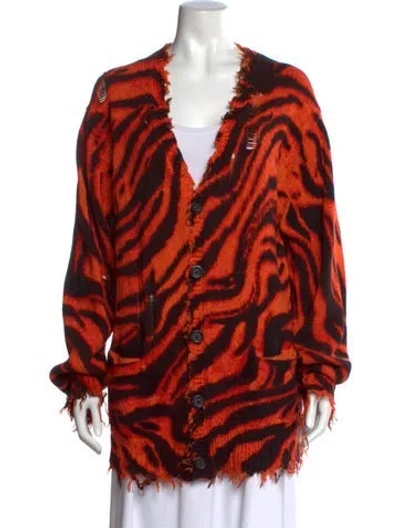 Pre-owned R13 Animal Print V-neck Sweater In Orange