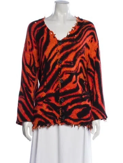 Pre-owned R13 Animal Print V-neck Sweater In Orange