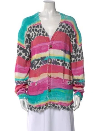 Pre-owned R13 Animal Print V-neck Sweater In Pink