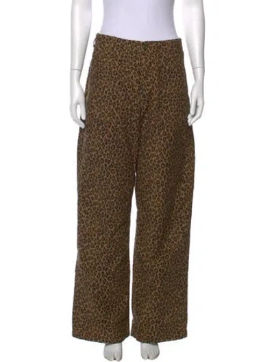 Pre-owned R13 Animal Print Wide Leg Pants In Brown