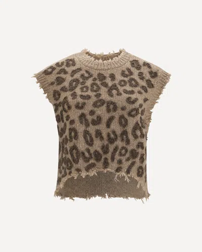 R13 Animal-print Cashmere Vest In Beige