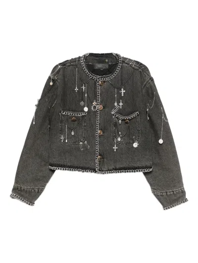 R13 Appliqué-embellished Jacket In Gray