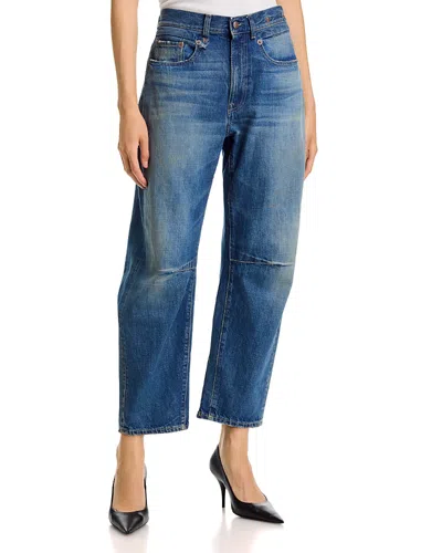 R13 Articulated Knee X Bf High Rise Jeans In Hackney Blue