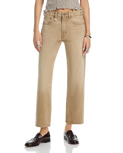 R13 Ash High Rise Boyfriend Ankle Jeans In Khaki In Gray