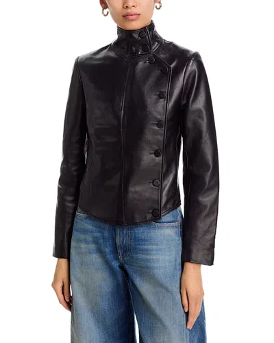 R13 Asymmetrical Front Leather Jacket In Black