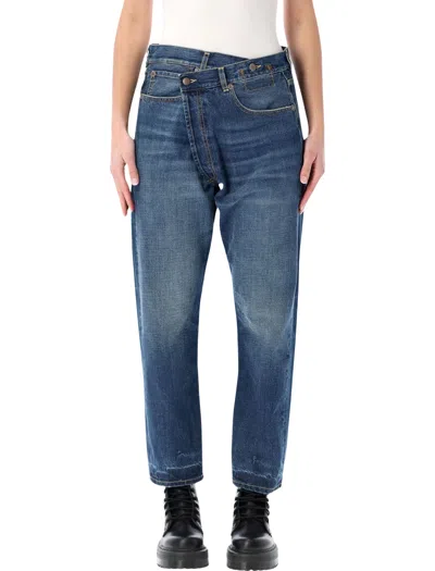 R13 Asymmetrical High-rise Jeans With Distinctive Design In Oasis Blue
