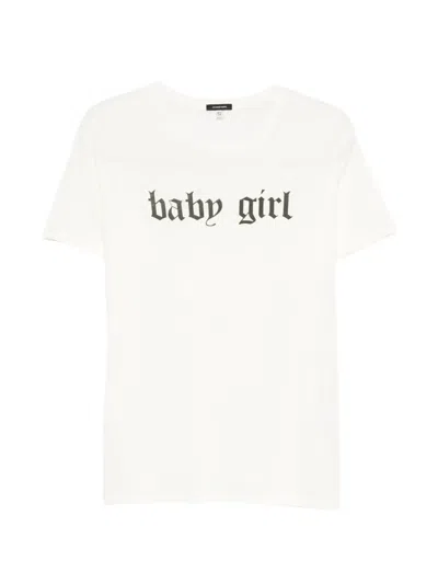 R13 Baby Girl Logo-print T-shirt In White