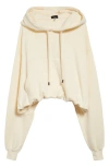 R13 Balloon Bubble Hem Cotton Fleece Hoodie In Natural