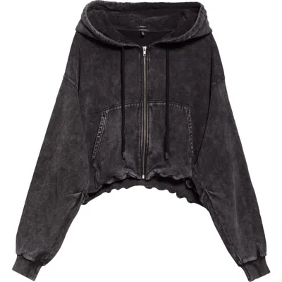 R13 Balloon Zip-up Cotton Hoodie In Black