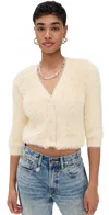 R13 Balloon Faux Fur Cardigan In Cream