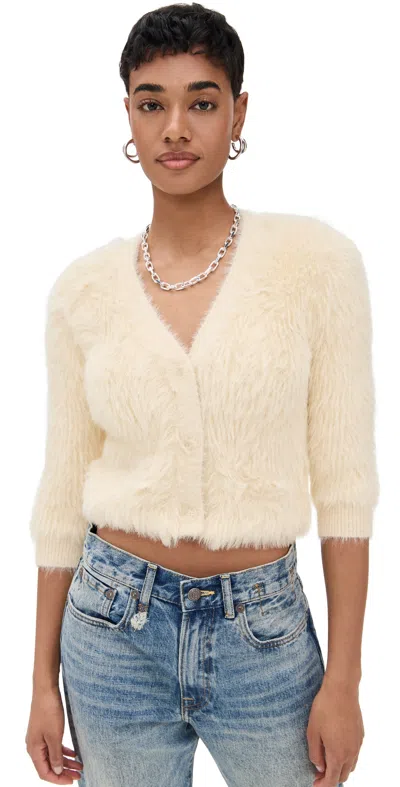R13 Balloon Faux Fur Cardigan In Cream