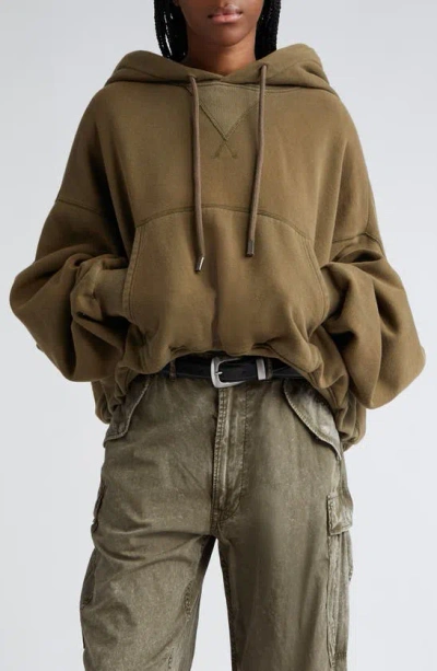 R13 Jumbo Oversized Drawstring Hoodie In Dark Olive