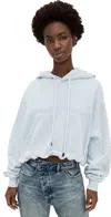 R13 Balloon Bubble Hem Cotton Fleece Hoodie In Light Blue