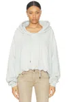 R13 Balloon Bubble Hem Cotton Fleece Hoodie In Light Blue