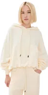 R13 Balloon Bubble Hem Cotton Fleece Hoodie In Natural
