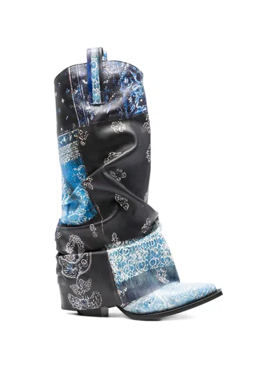R13 Bandana Print Boots In Multi