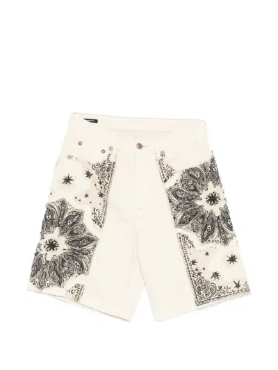 R13 Bandana Relaxed Shorts In White