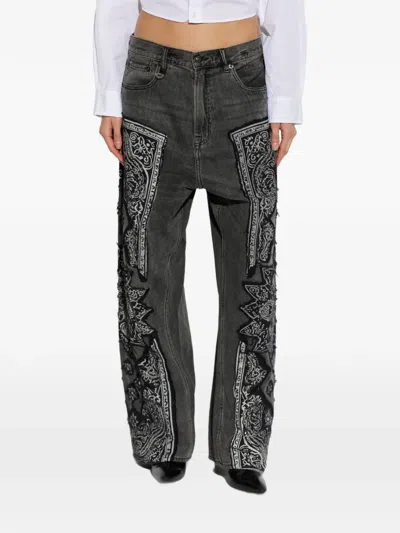 R13 Bandana-appliqué Jeans In Black