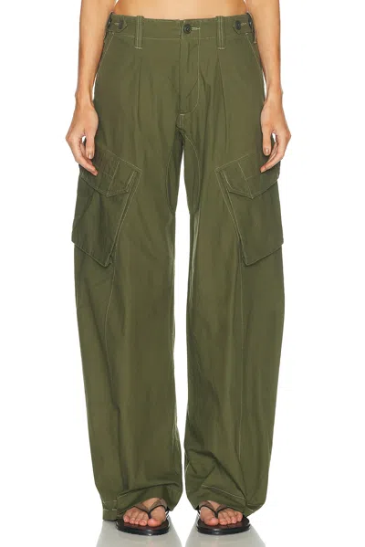 R13 Barrel Cargo Pant In Green