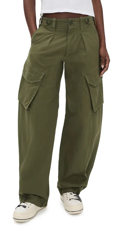 R13 Barrel Cargo Pants Olive Green