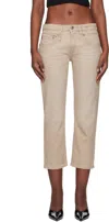 R13 Boy Straight Cropped Jeans In Buff Stretch